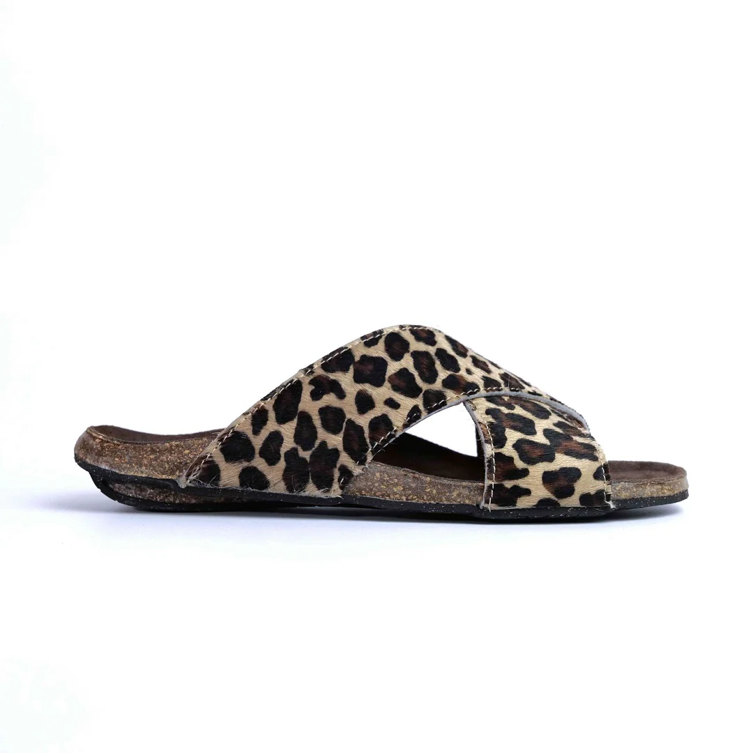MULE LOUISE — Guépard - cuir poils imprimés