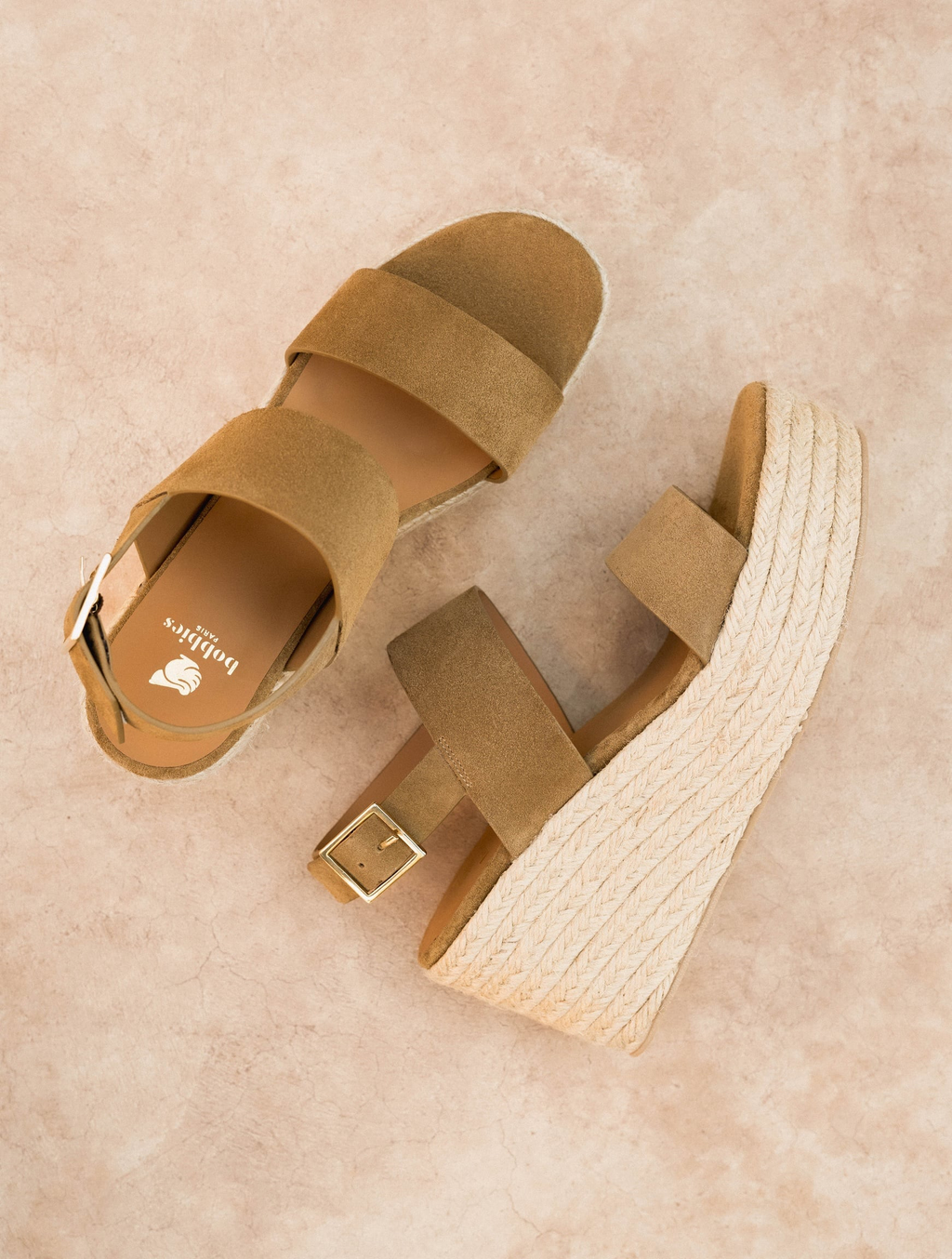 THÉA — Espadrilles compensées en cuir suédé