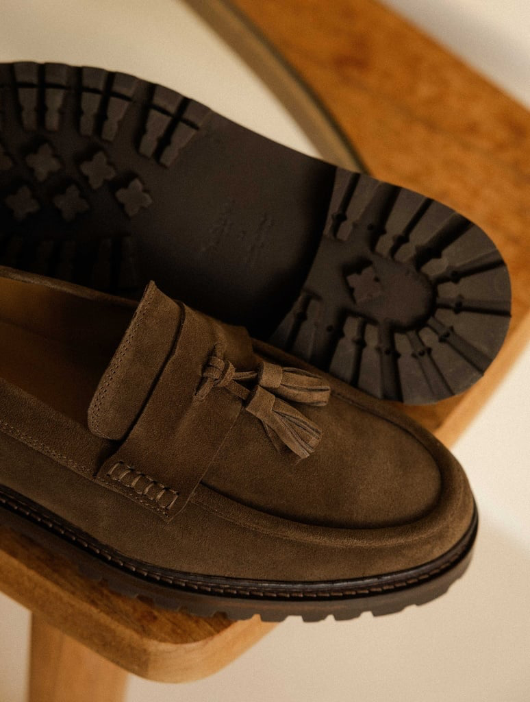 ROY- Mocassin à pampilles en cuir suédé