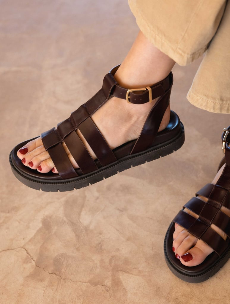 NELLIE — Sandales plates en cuir