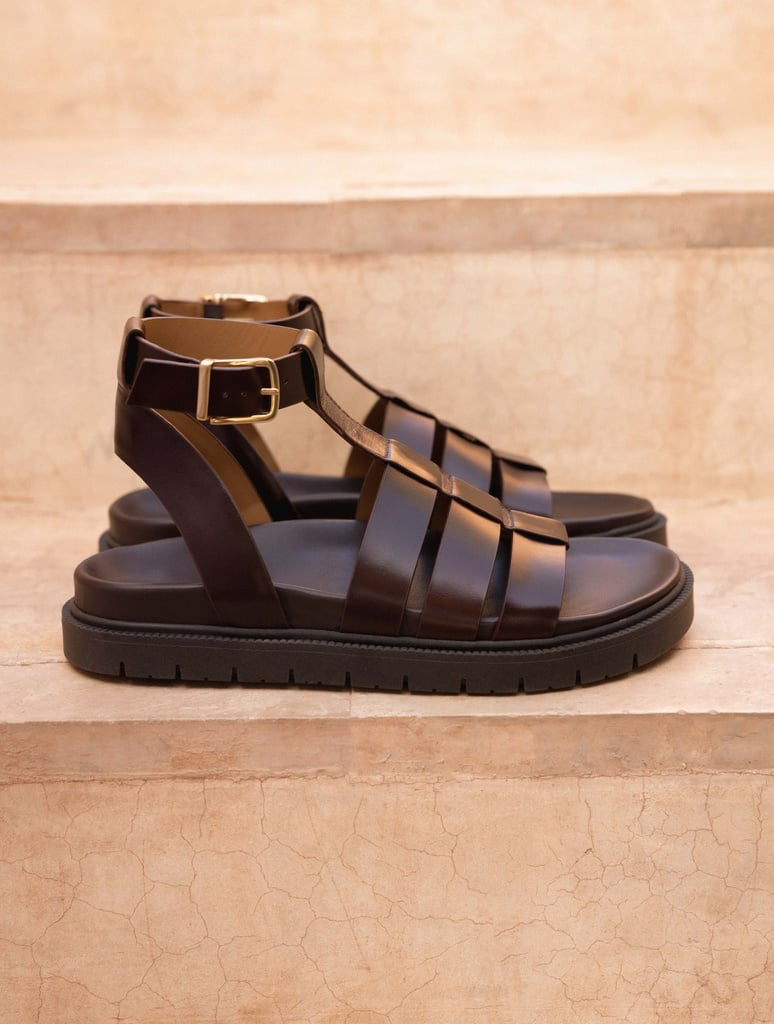 NELLIE — Sandales plates en cuir