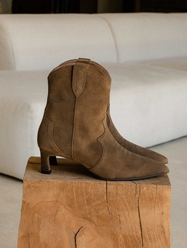 ELOISA — Bottines esprit santiag en cuir suédé