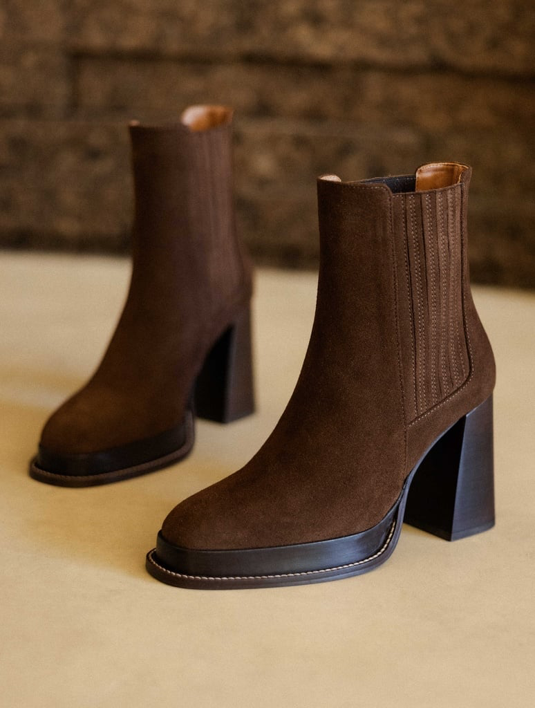 DEVA — Boots à plateau et talon haut en cuir suédé