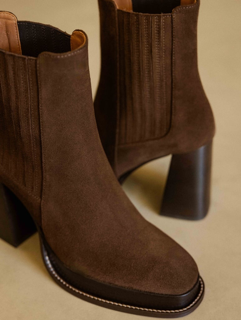 DEVA — Boots à plateau et talon haut en cuir suédé