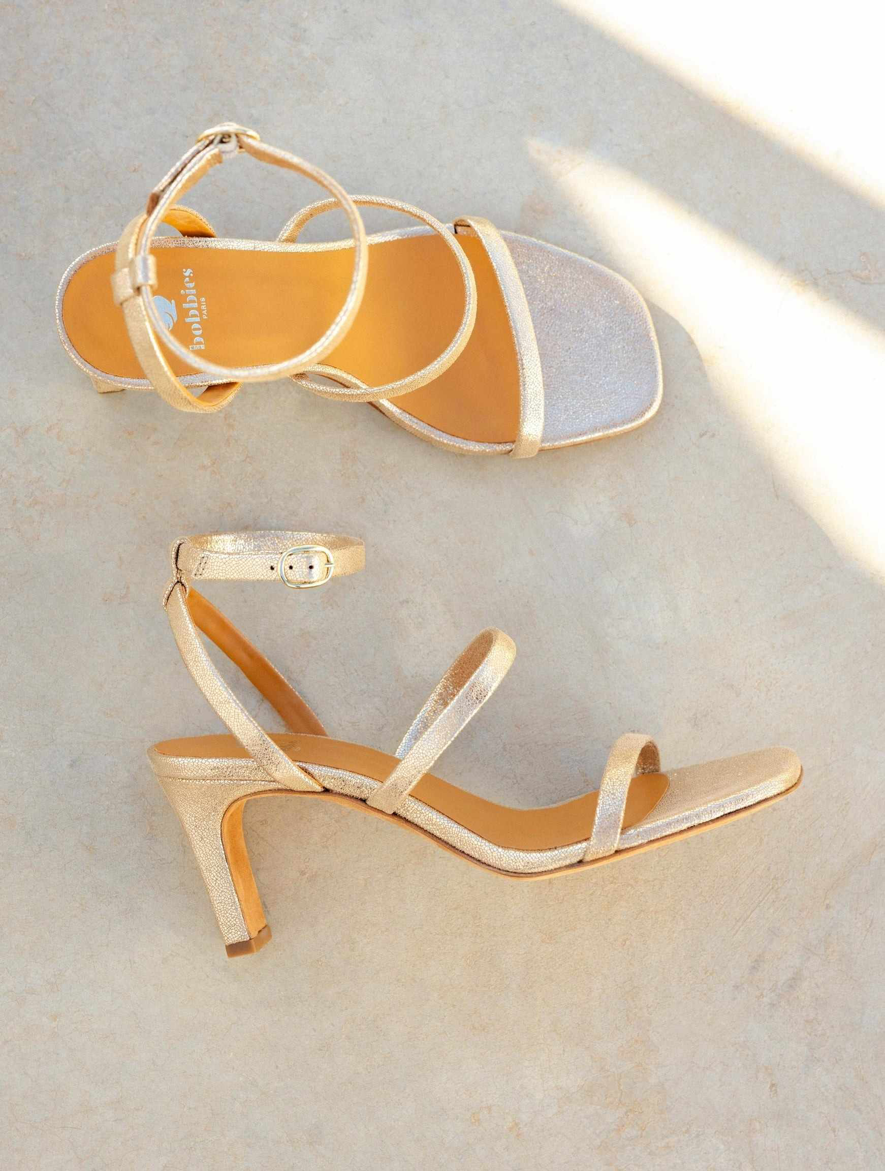 CASEY — Sandales à talons hauts en cuir lamé