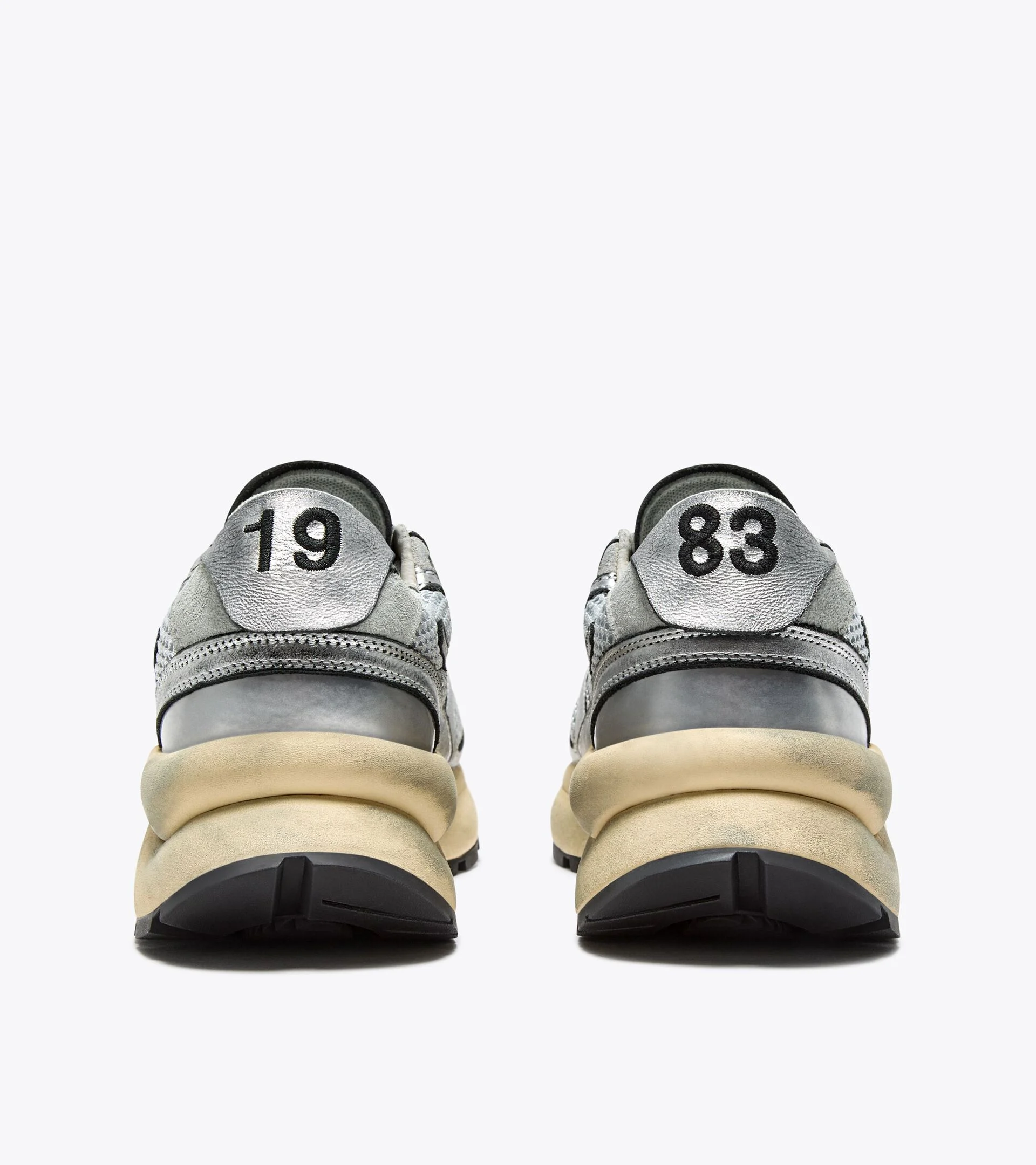 MERCURY ELITE SILVER USED WN — Sneaker Heritage en mesh et cuir lamé