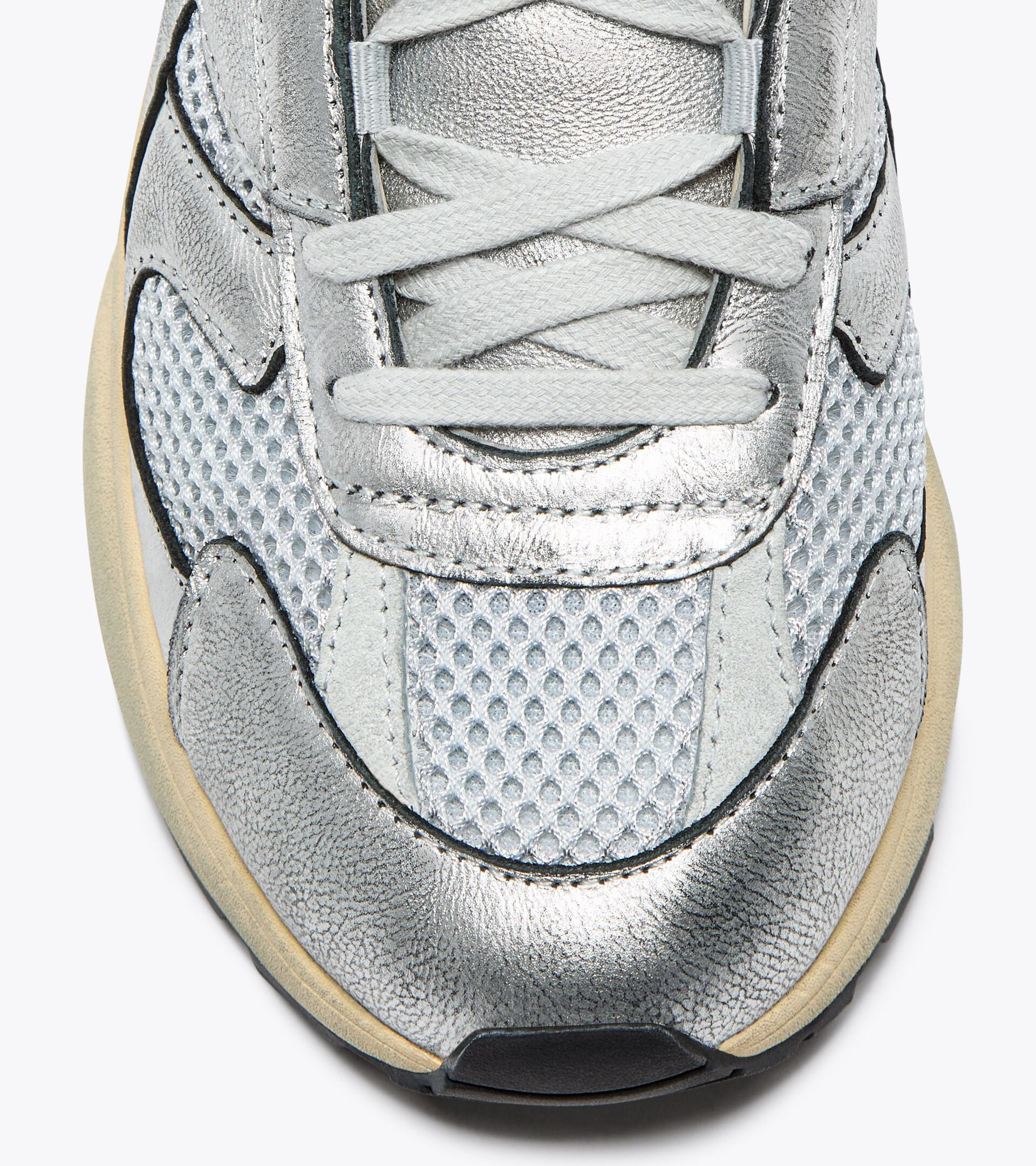 MERCURY ELITE SILVER USED WN — Sneaker Heritage en mesh et cuir lamé