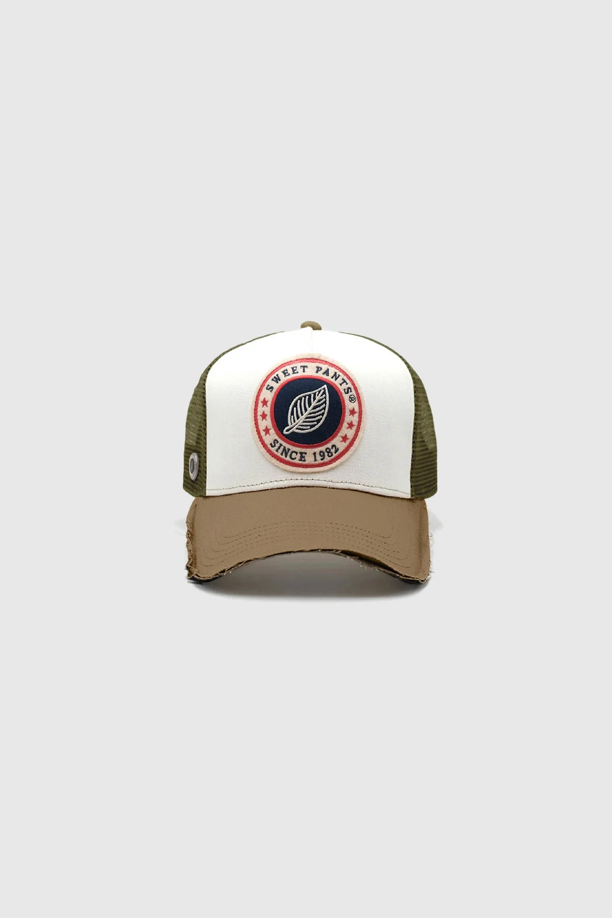 HOME RUN CAP — Casquette bi-colore en coton et filet - Kaki