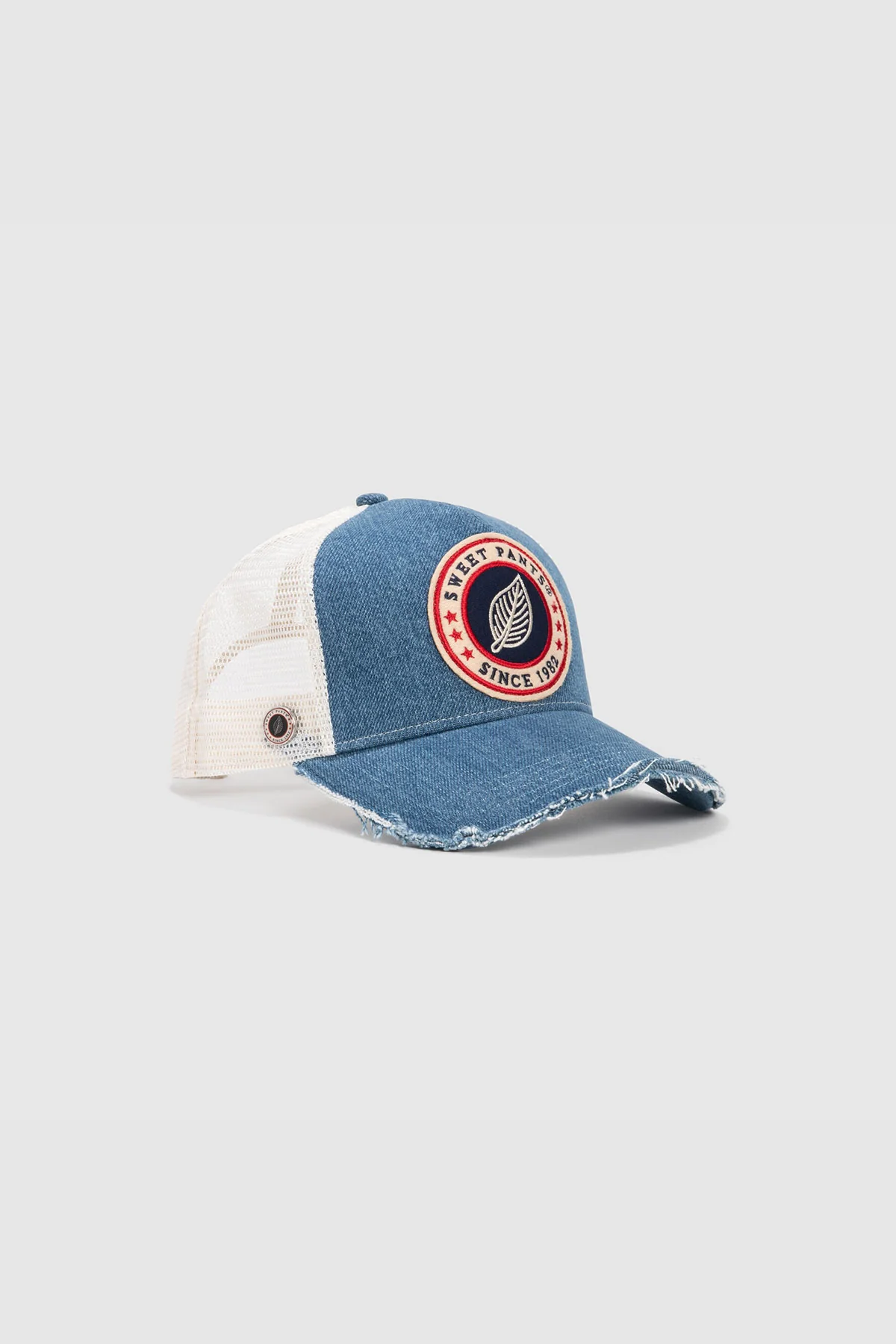 HOME RUN DENIM — Casquette bi-colore en coton et filet, visière imprimée