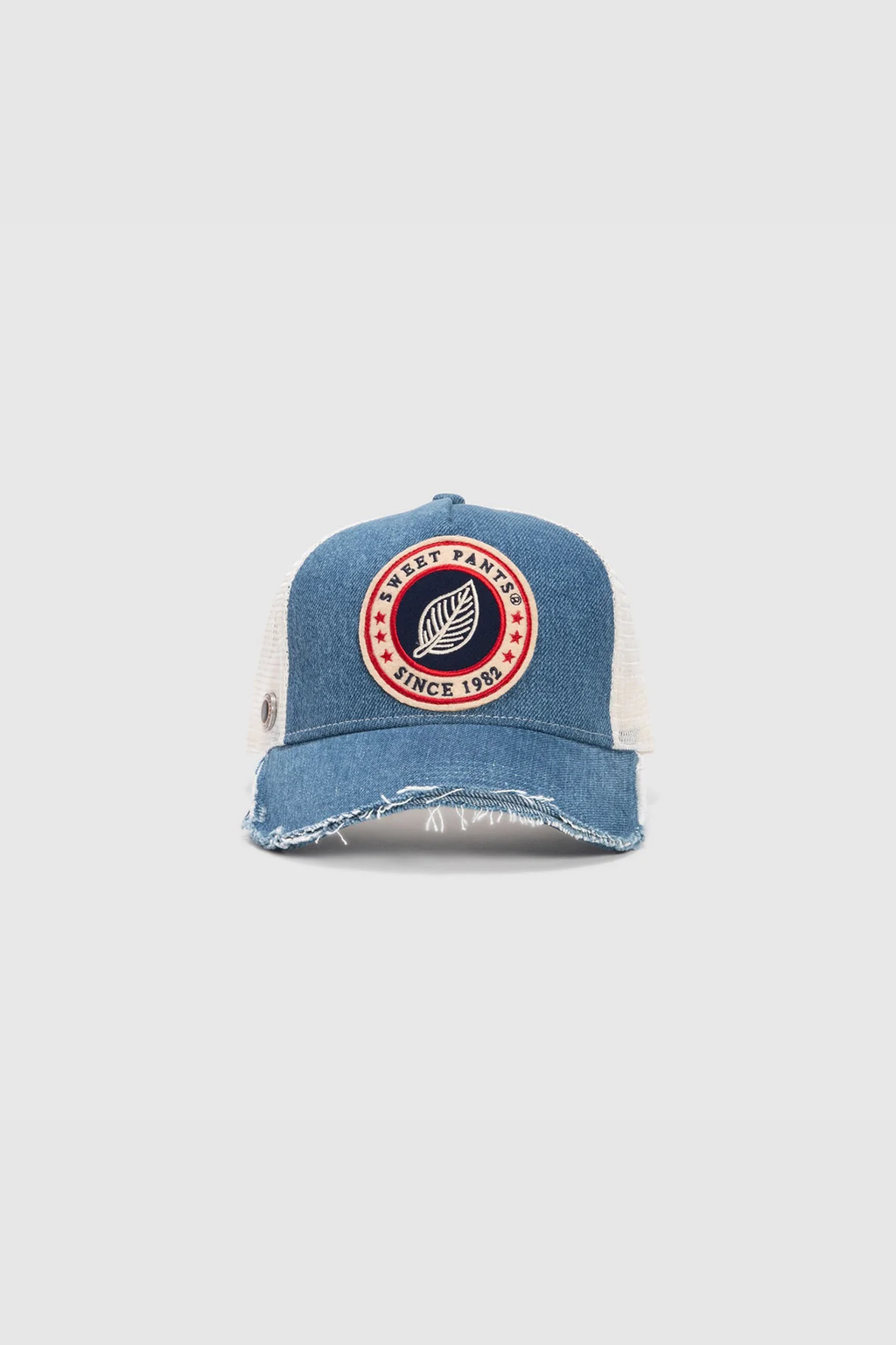 HOME RUN DENIM — Casquette bi-colore en coton et filet, visière imprimée