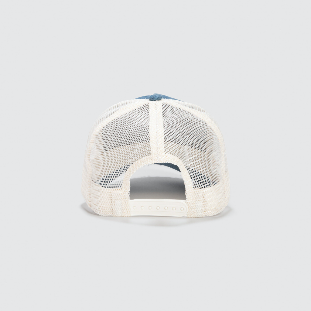 HOME RUN DENIM — Casquette bi-colore en coton et filet, visière imprimée