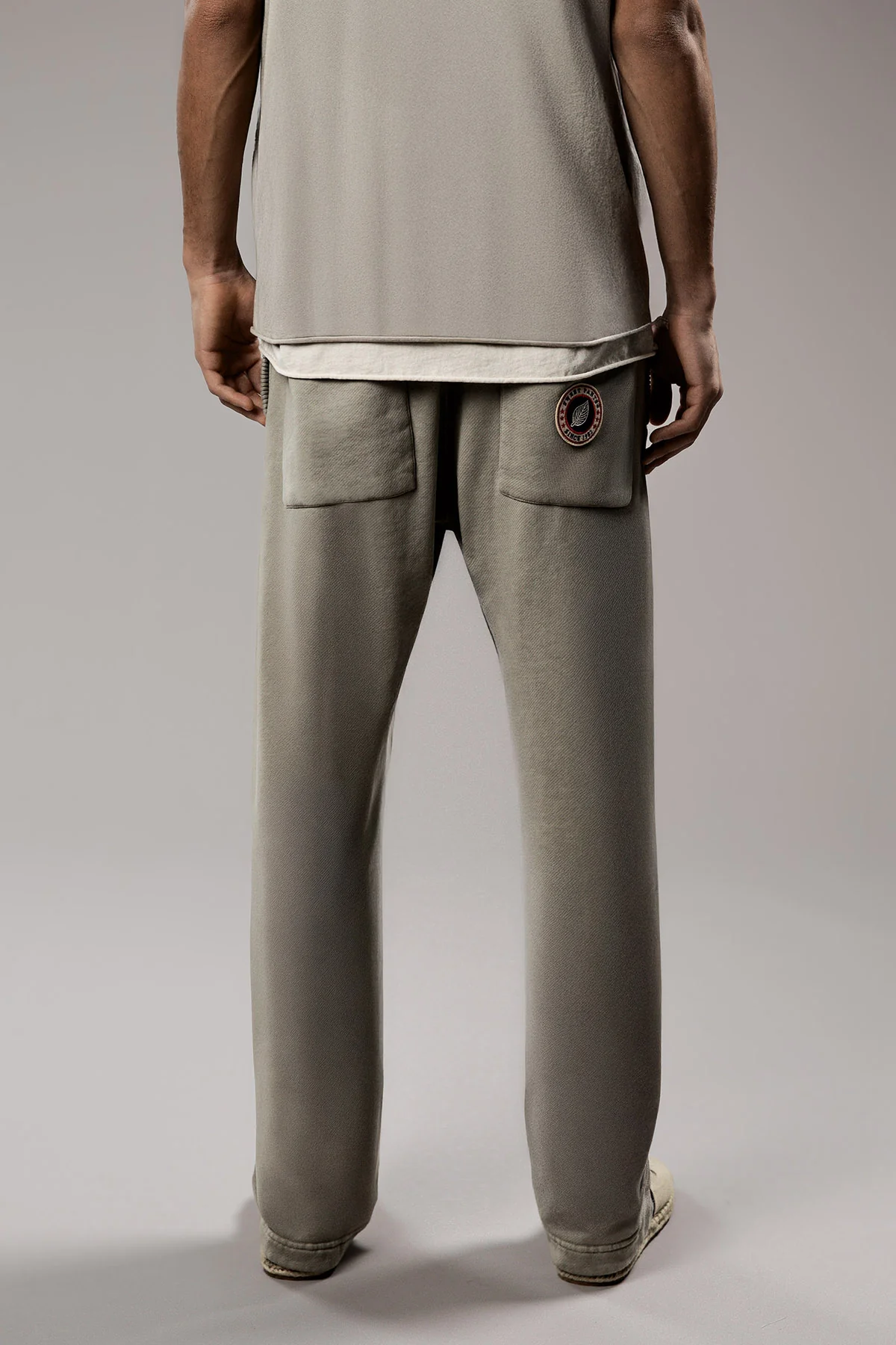 WASH STRAIGHT — Pantalon coupe droite en molleton lavé - Sage