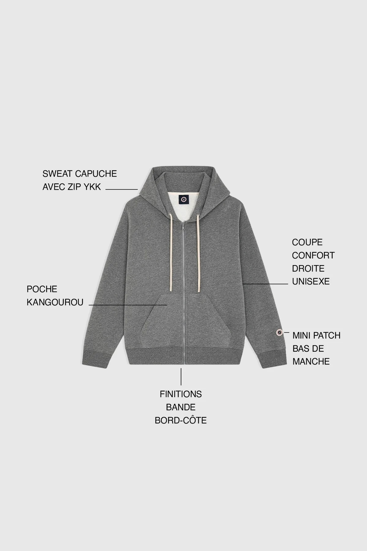 ICONIC ZIP UP — Veste zippée à capuche en molleton - BLACK
