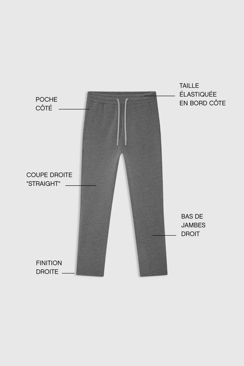 ICONIC STRAIGHT — Pantalon coupe droite en molleton - Black