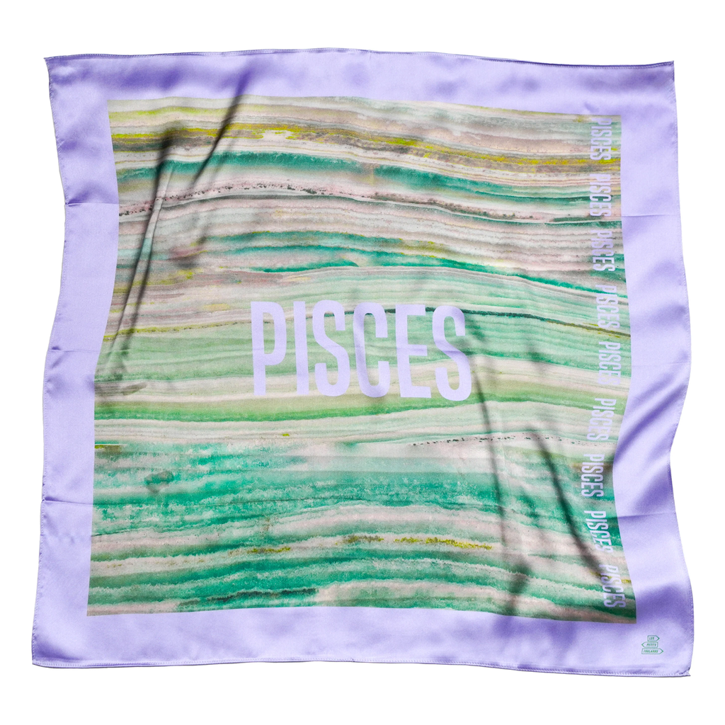 Foulard Pisces (Poissons) — Aigue-Marine - Soie