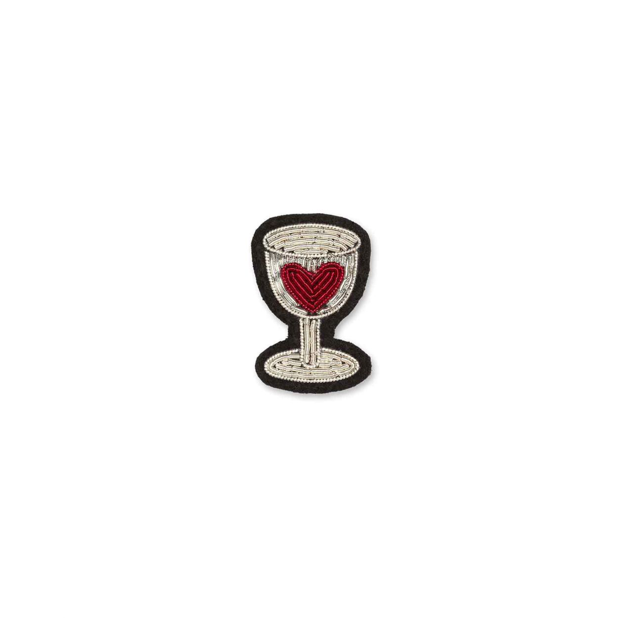 BROCHE VERRE COEUR ROUGE