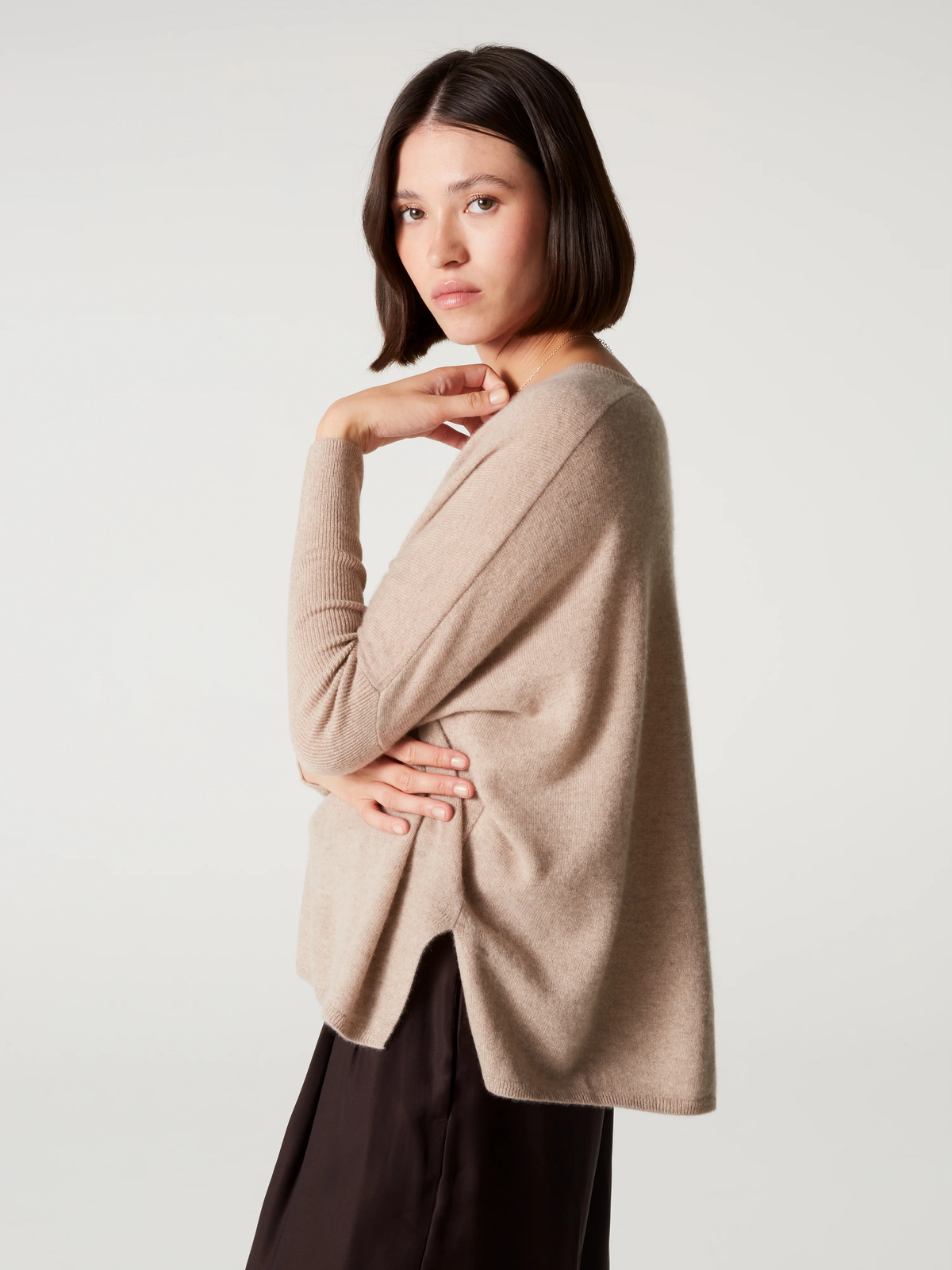 PULL PONCHO CAMILLE - CHESTNUT