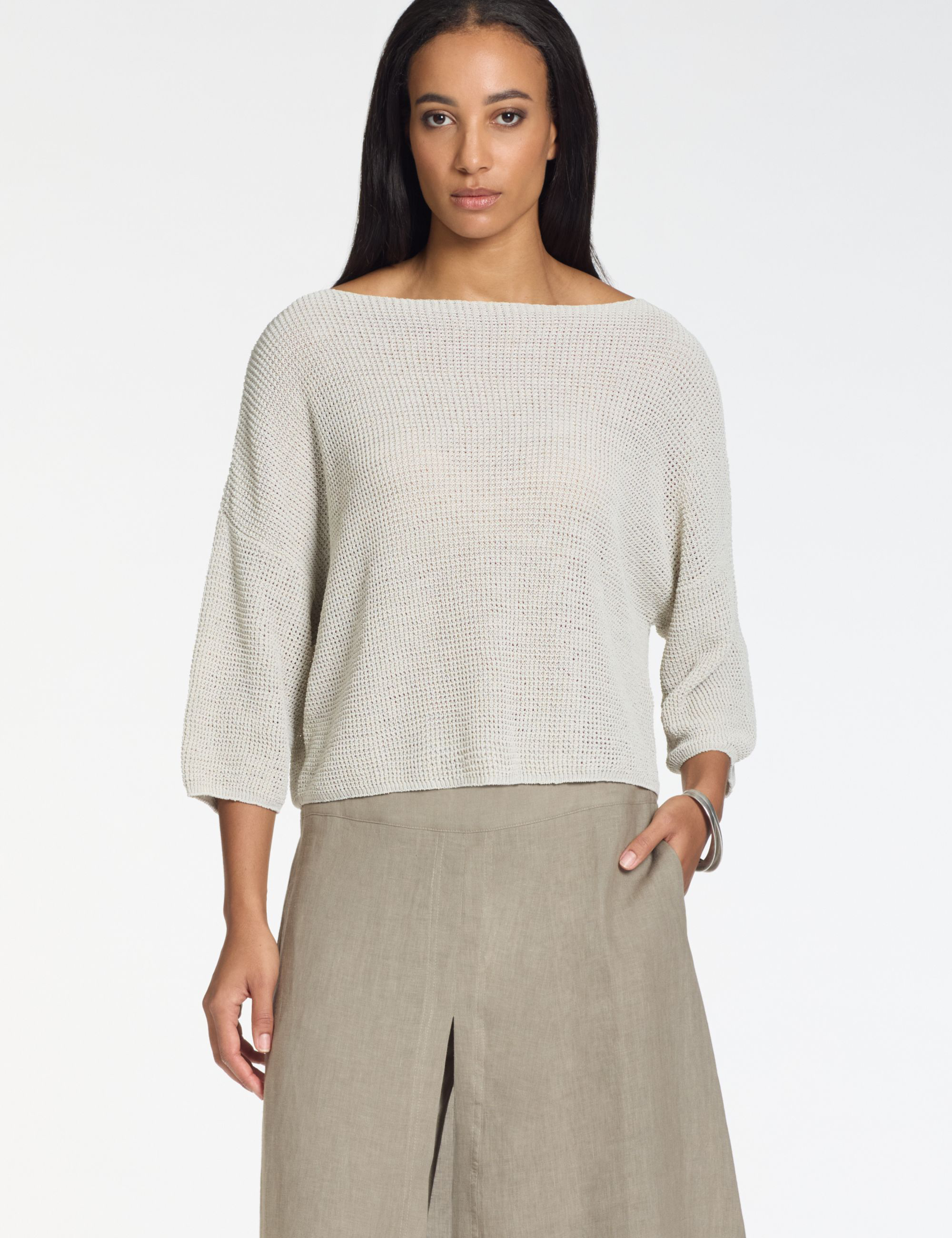 Pull Manches 3/4 — Effet 3D — Lin