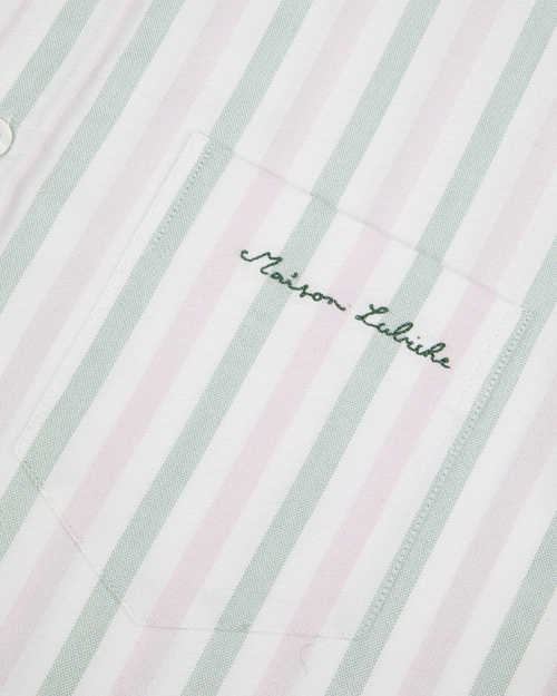 "Chemise Bonne Graine Cardin ""coton gratte"" — Oxford Br Green Pink"