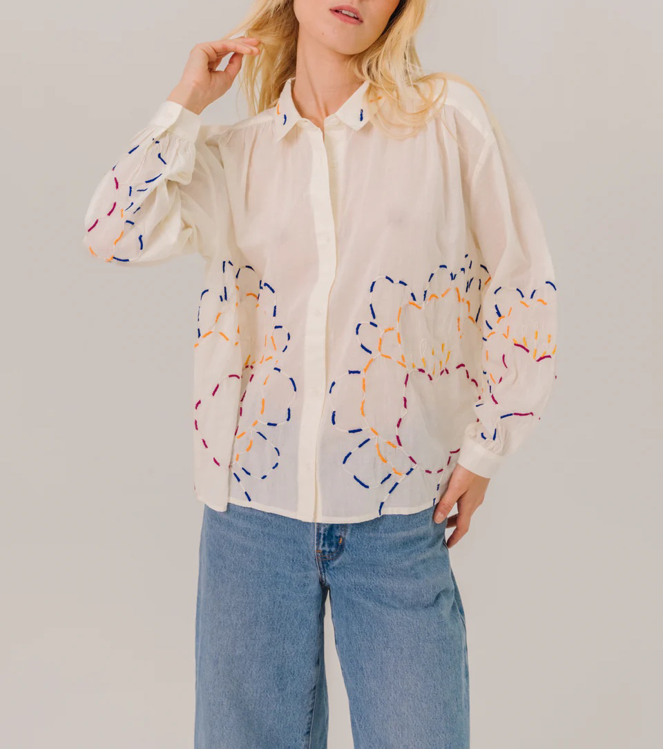 ALI PIVOINE - Chemise - Voile de coton brodé