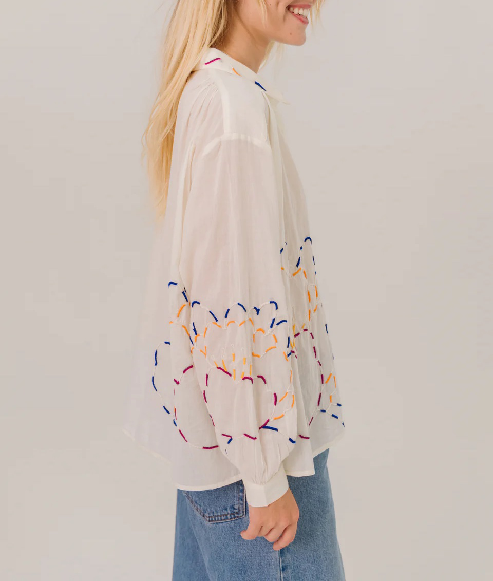 ALI PIVOINE - Chemise - Voile de coton brodé