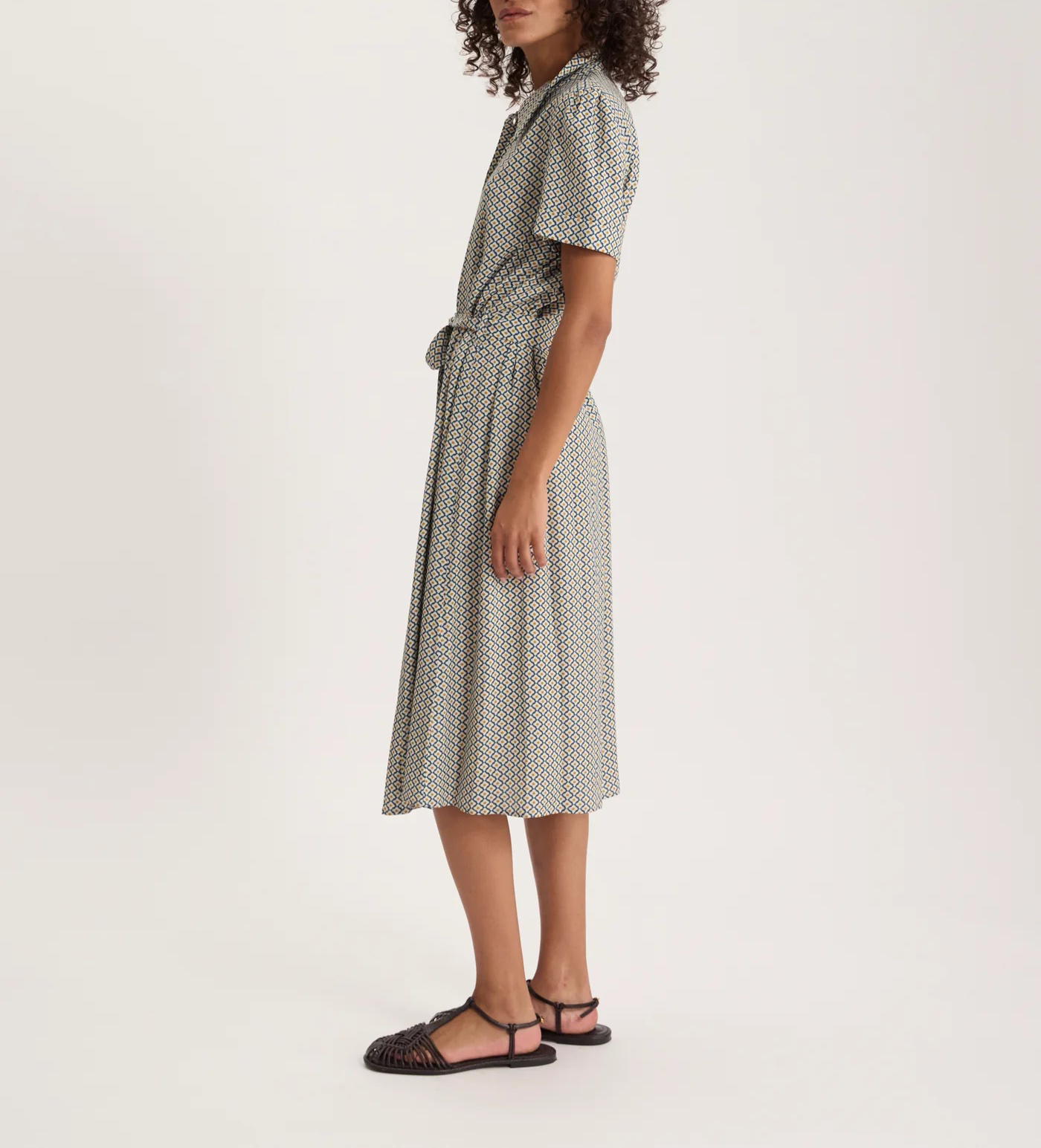 Robe Sacha – Crêpe Print Tie Blue