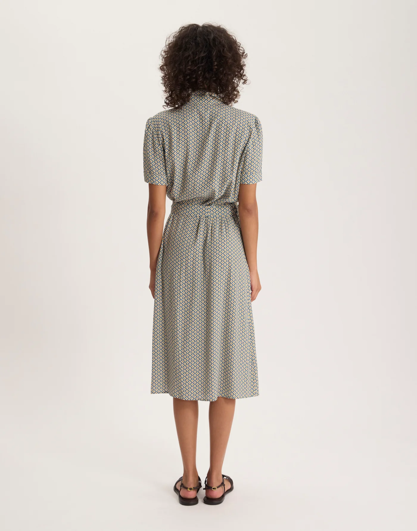 Robe Sacha – Crêpe Print Tie Blue