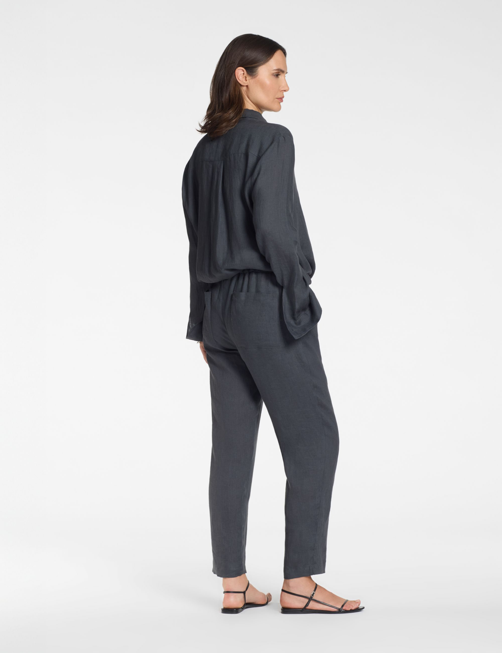 Pantalon Décontracté — 100% Lin — Anthracite