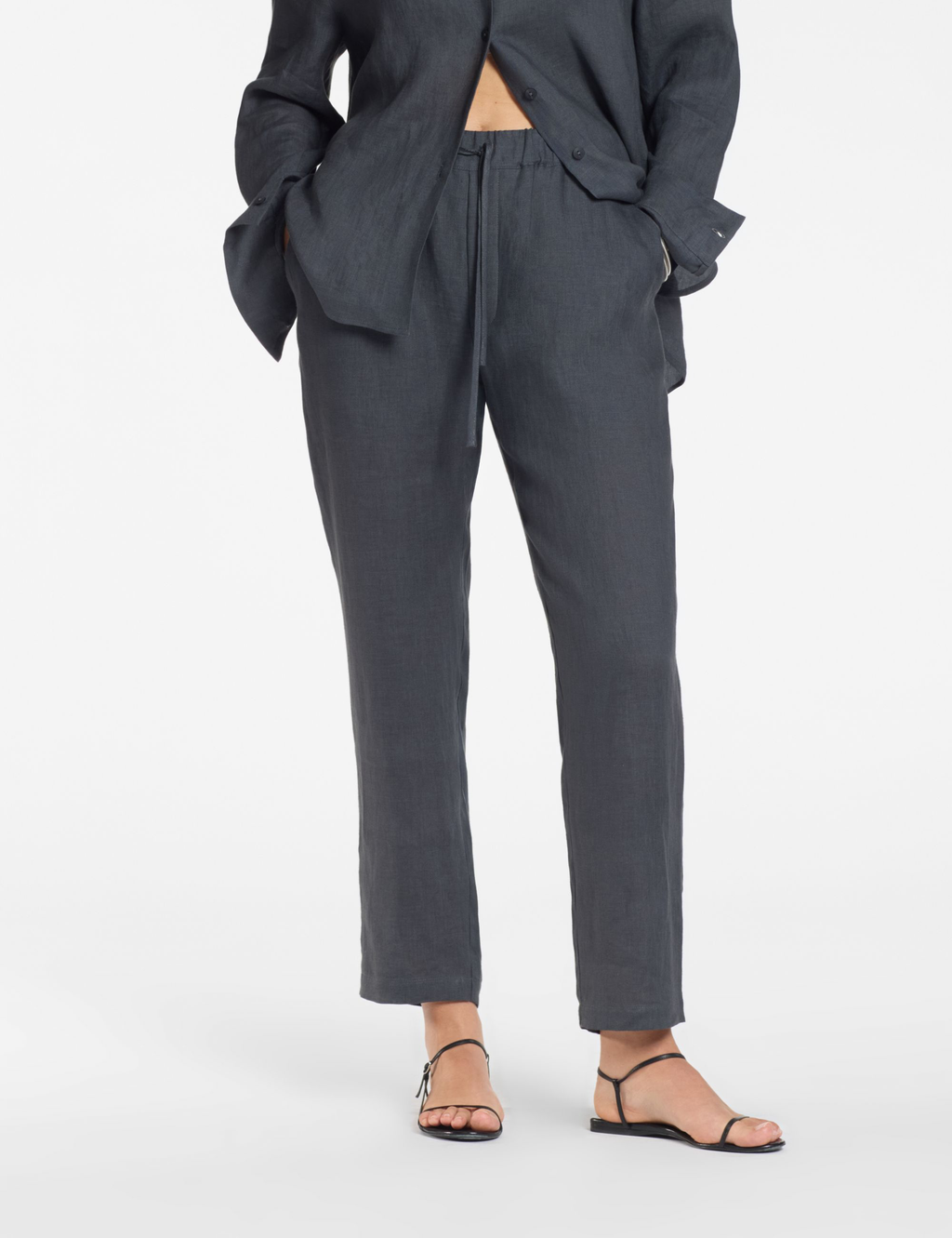 Pantalon Décontracté — 100% Lin — Anthracite
