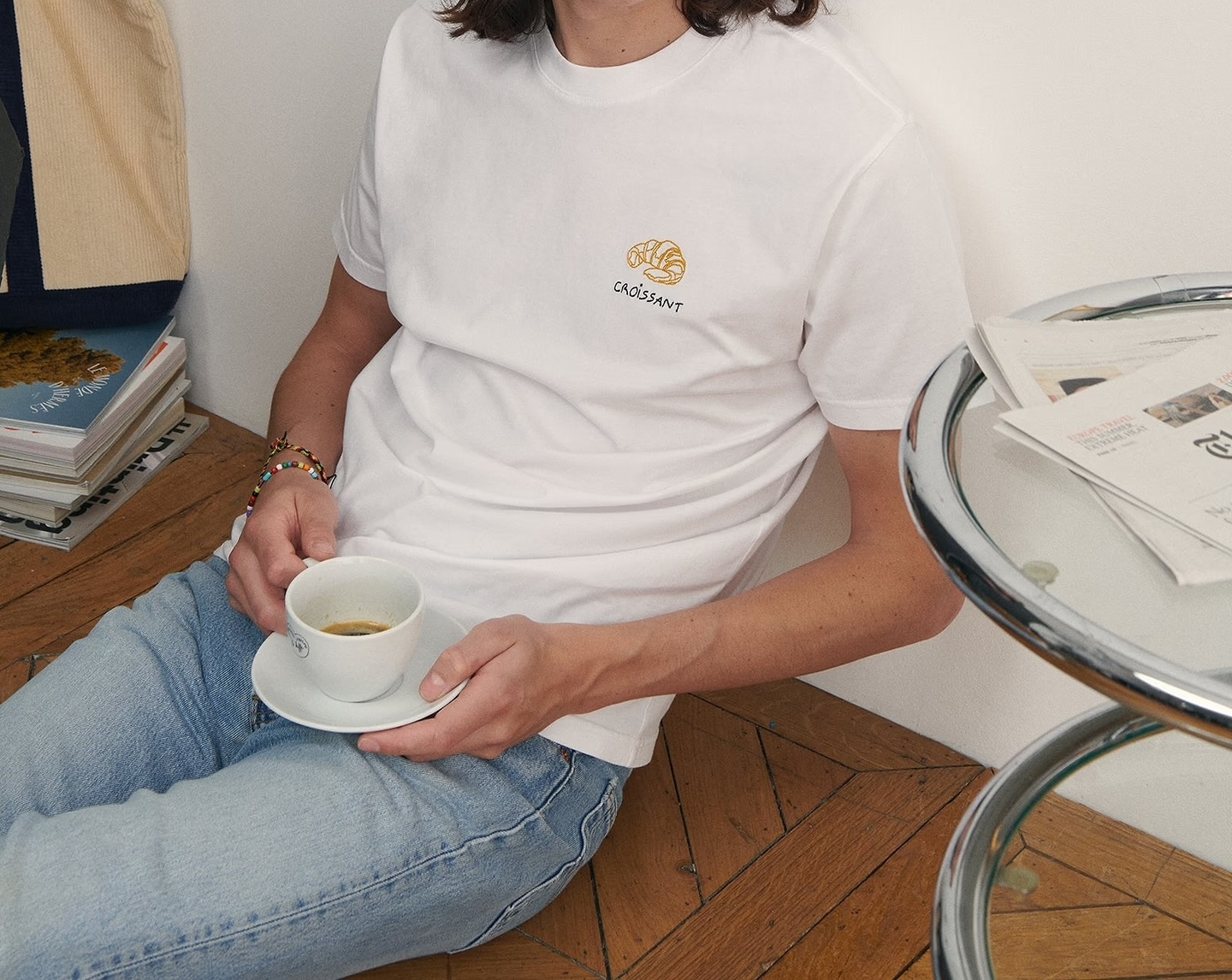 T-shirt Popincourt Croissant — Blanc