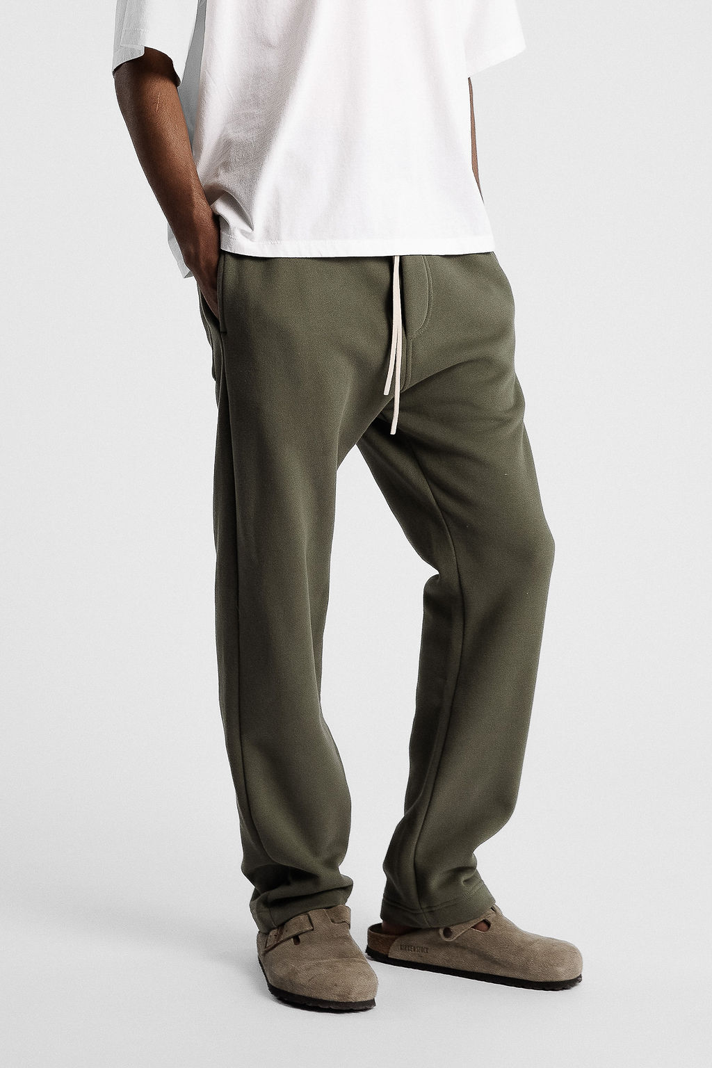 ICONIC STRAIGHT — Pantalon coupe droite en molleton - Leaf