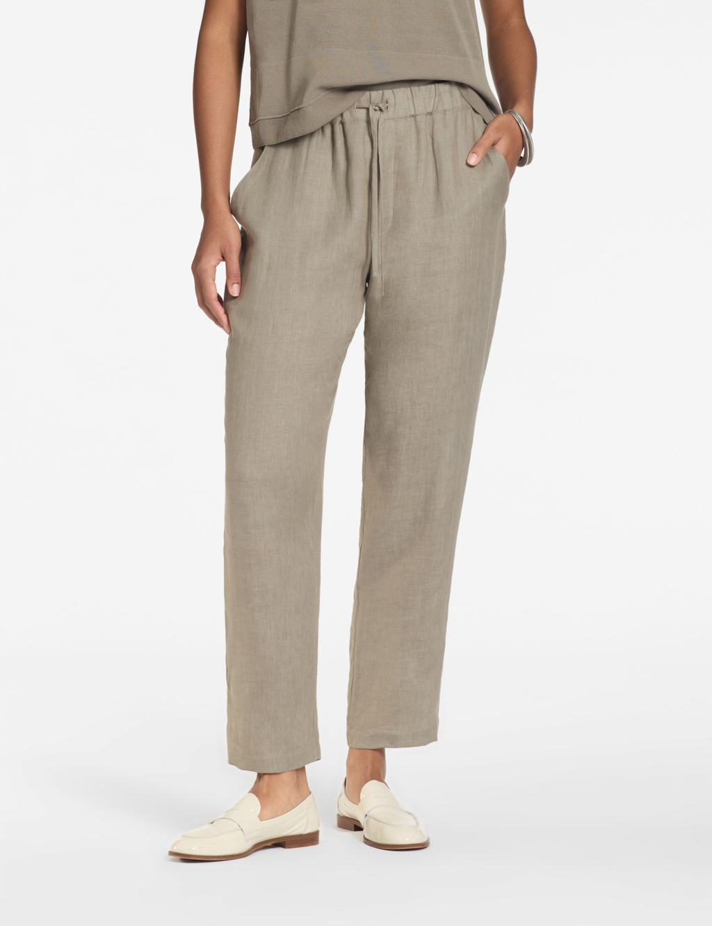 Pantalon Décontracté — 100% Lin — Taupe