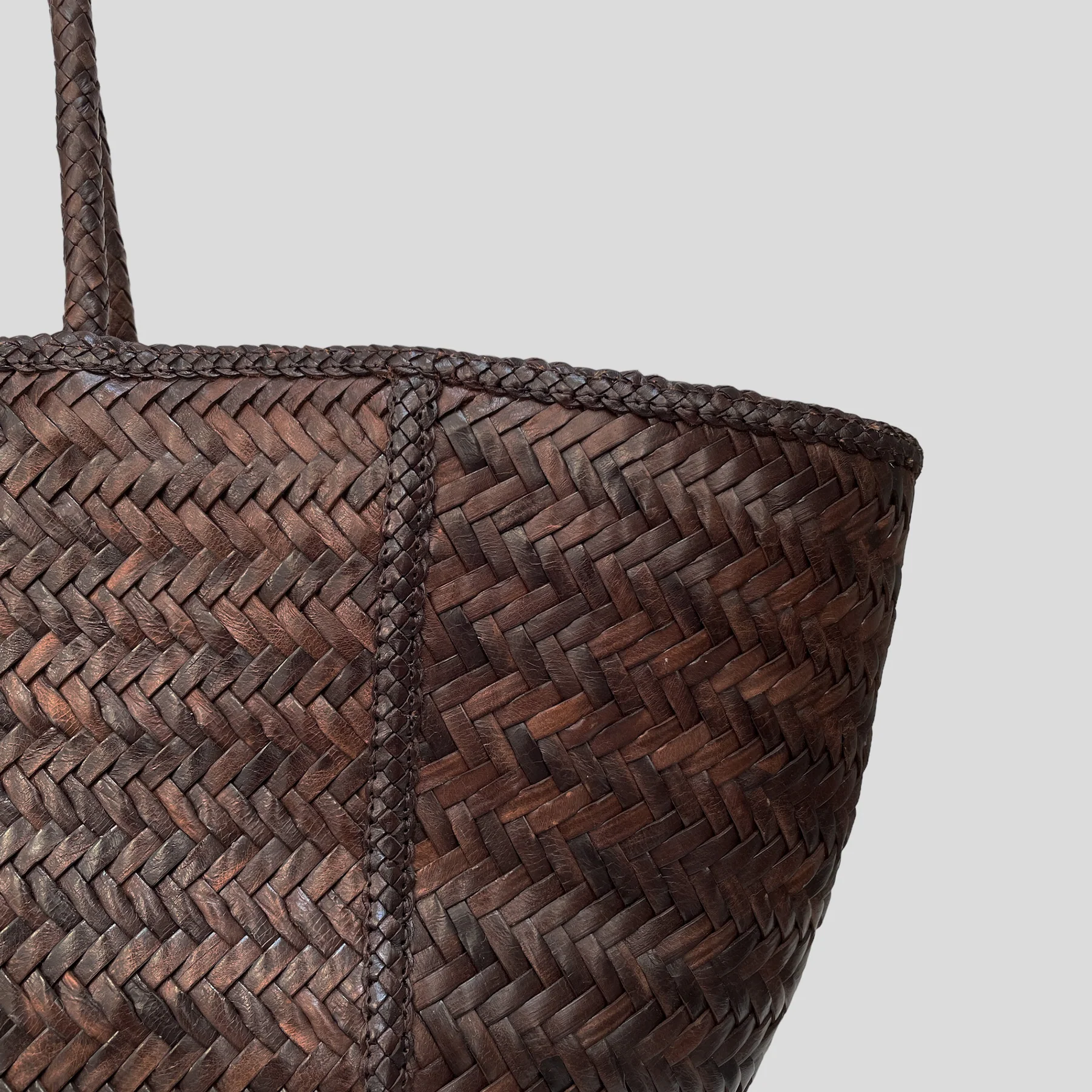 JANVIER CUIR GRAND - SAC TRESSE - UMBER