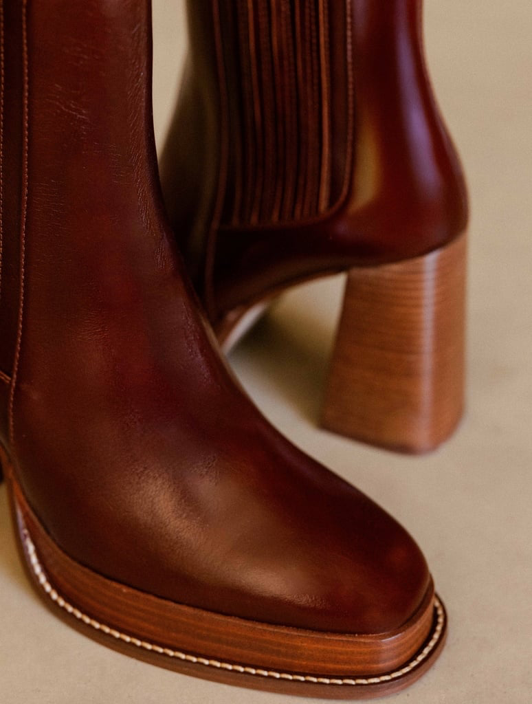 DEVA — Bottines à plateau et talon haut en cuir suédé