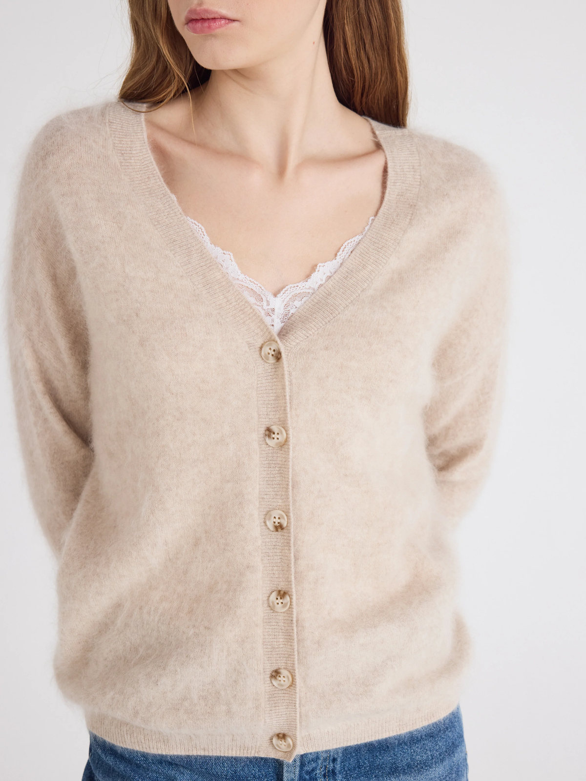 Cardigan Debora – Cachemire brossé - Oat