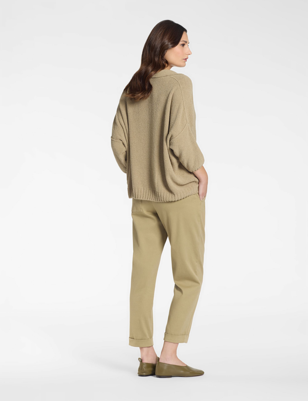 Pull Oversize avec Poches – Texture Éponge - Sable