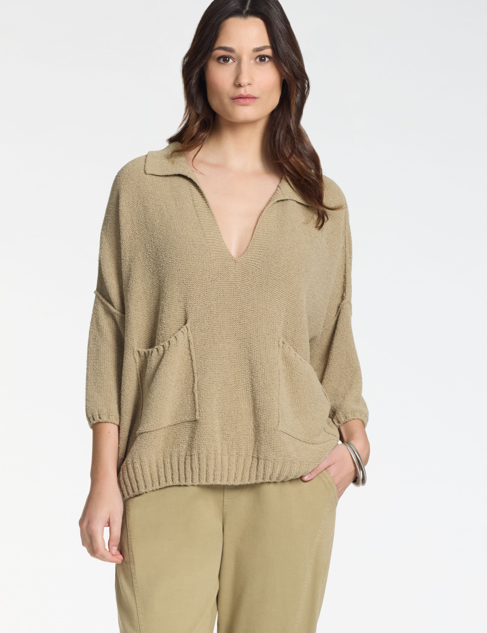 Pull Oversize avec Poches – Texture Éponge - Sable