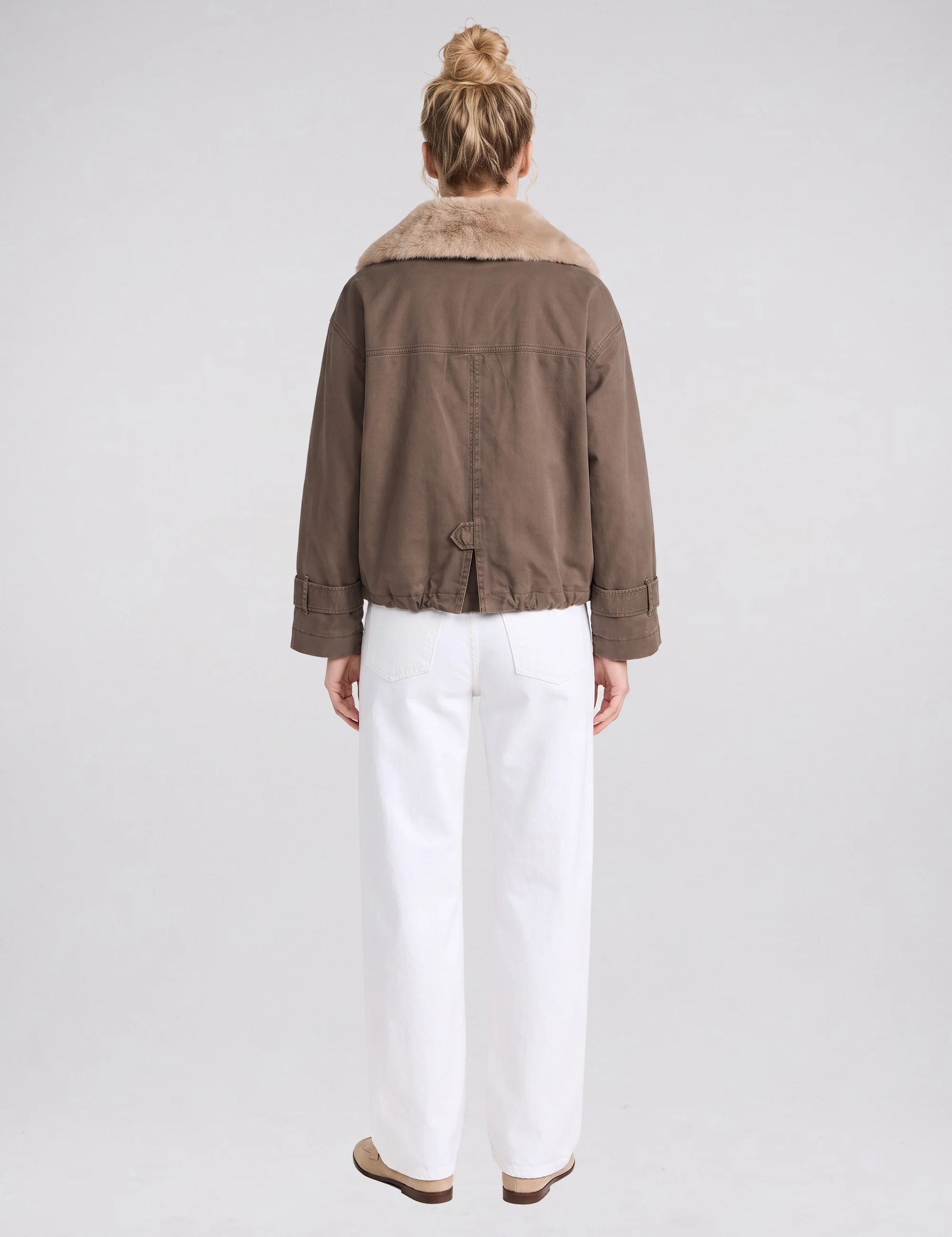 Veste Tyra II — Marron, col en fausse fourrure