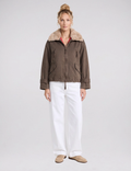Veste Tyra II — Marron, col en fausse fourrure