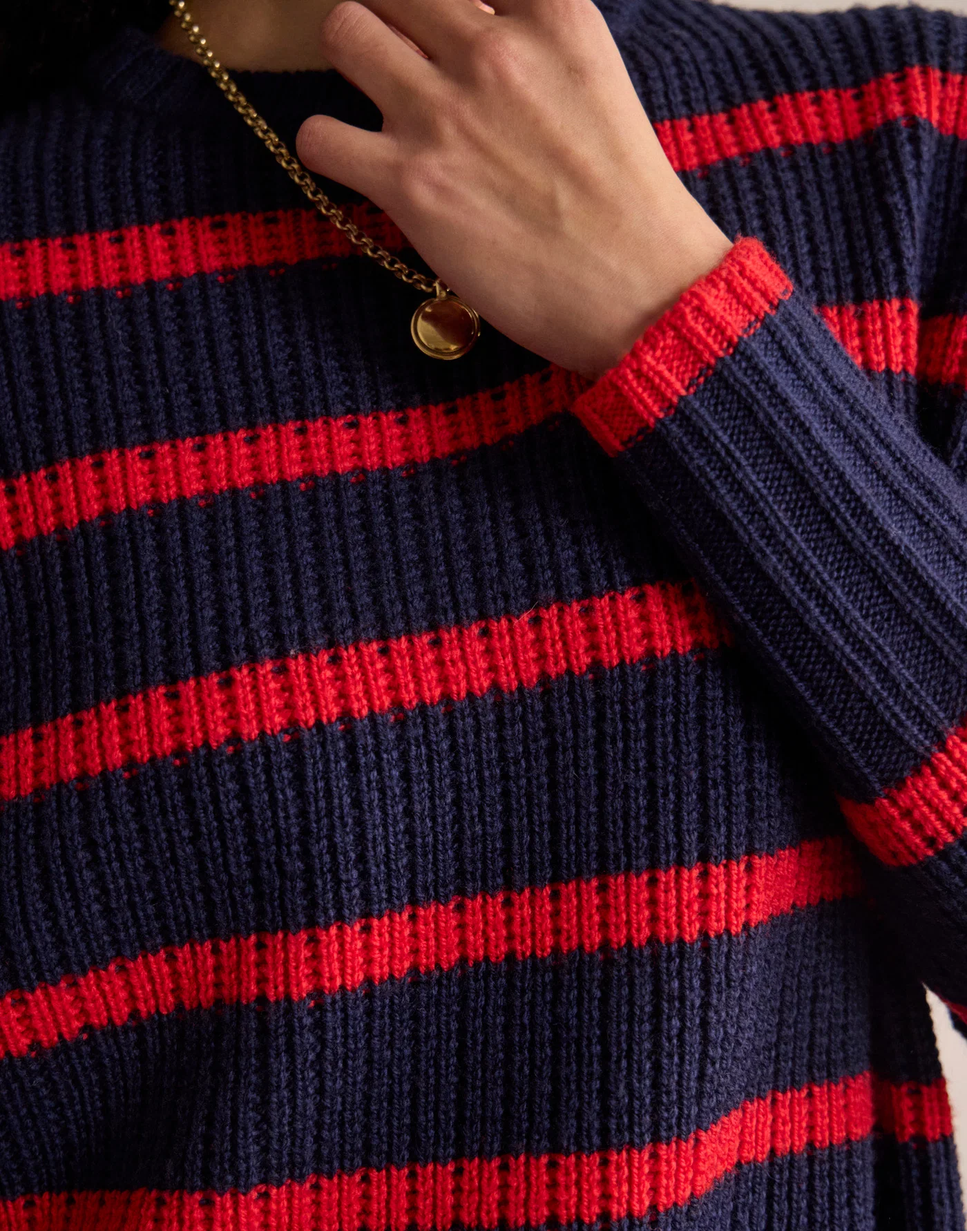 Pull Maelia Rayé – Navy Red