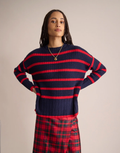 Pull Maelia Rayé – Navy Red