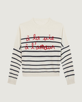 Pull Buzelin en Cachemire "À la vie à l'amour" — Off White Ultramarine