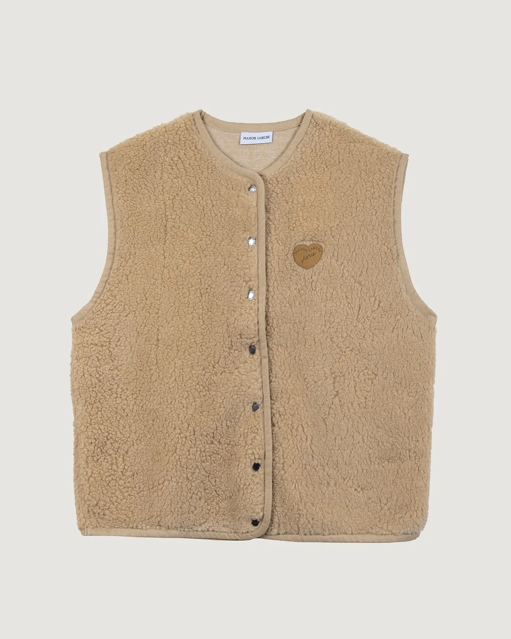 Gilet Loing "Jacron Cœur" Effet Mouton — Sandstone