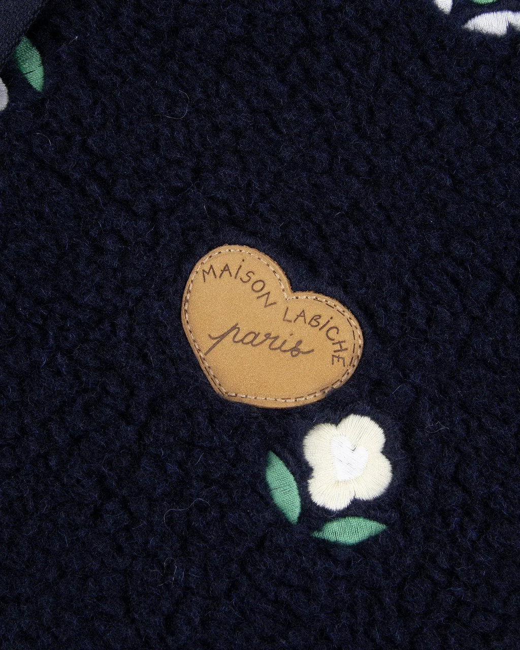 Gilet Loing "Fleurs" Effet Mouton — Midnight Blue