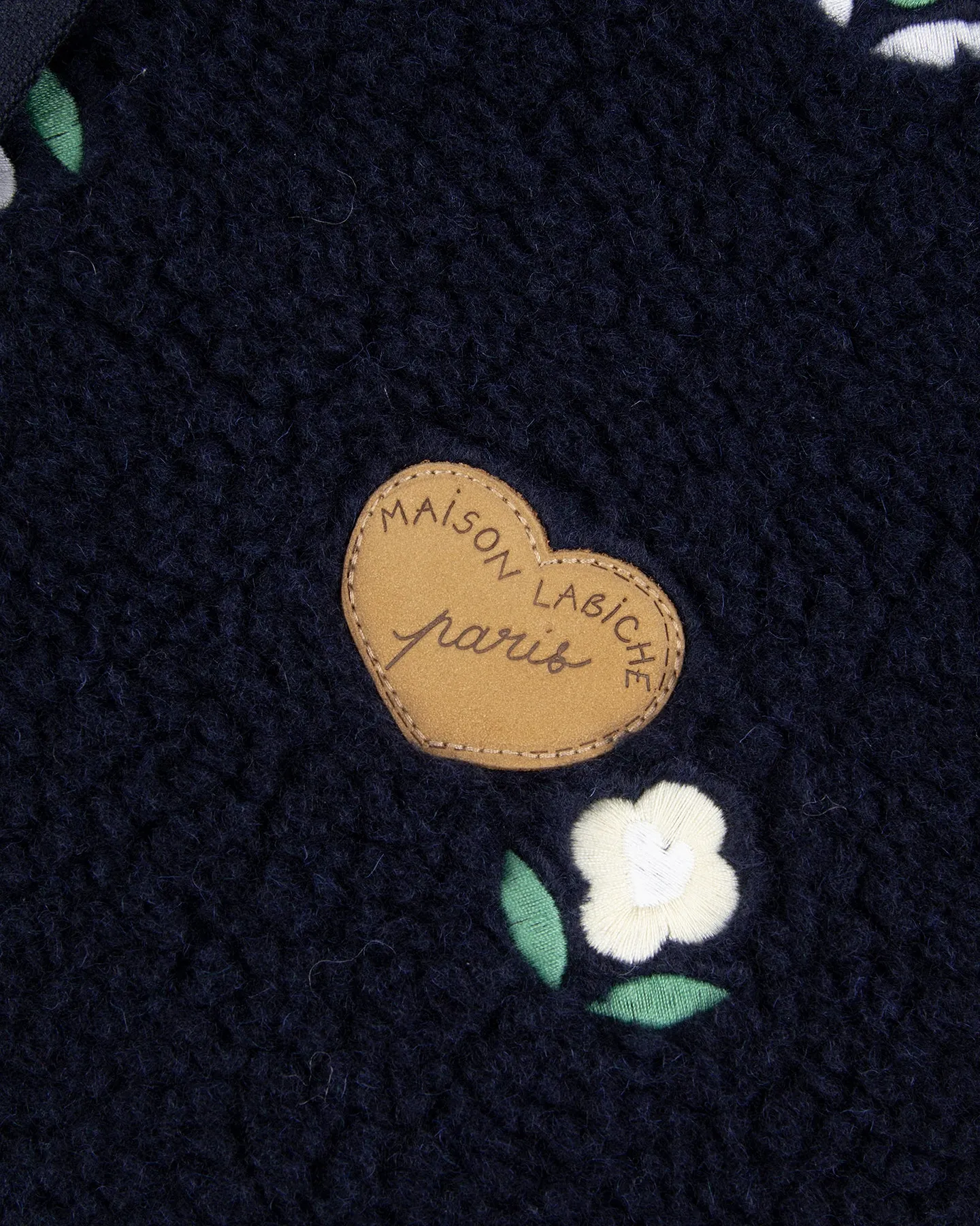 Gilet Loing "Fleurs" Effet Mouton — Midnight Blue