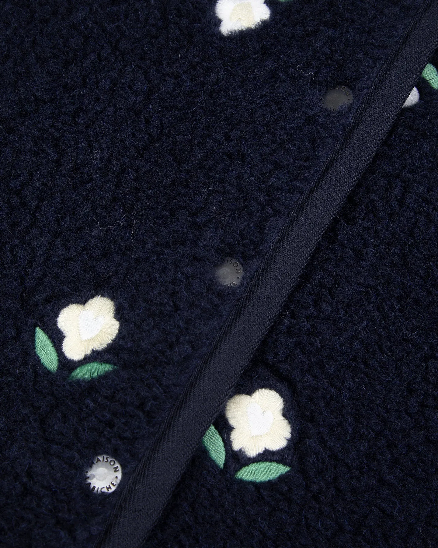 Gilet Loing "Fleurs" Effet Mouton — Midnight Blue