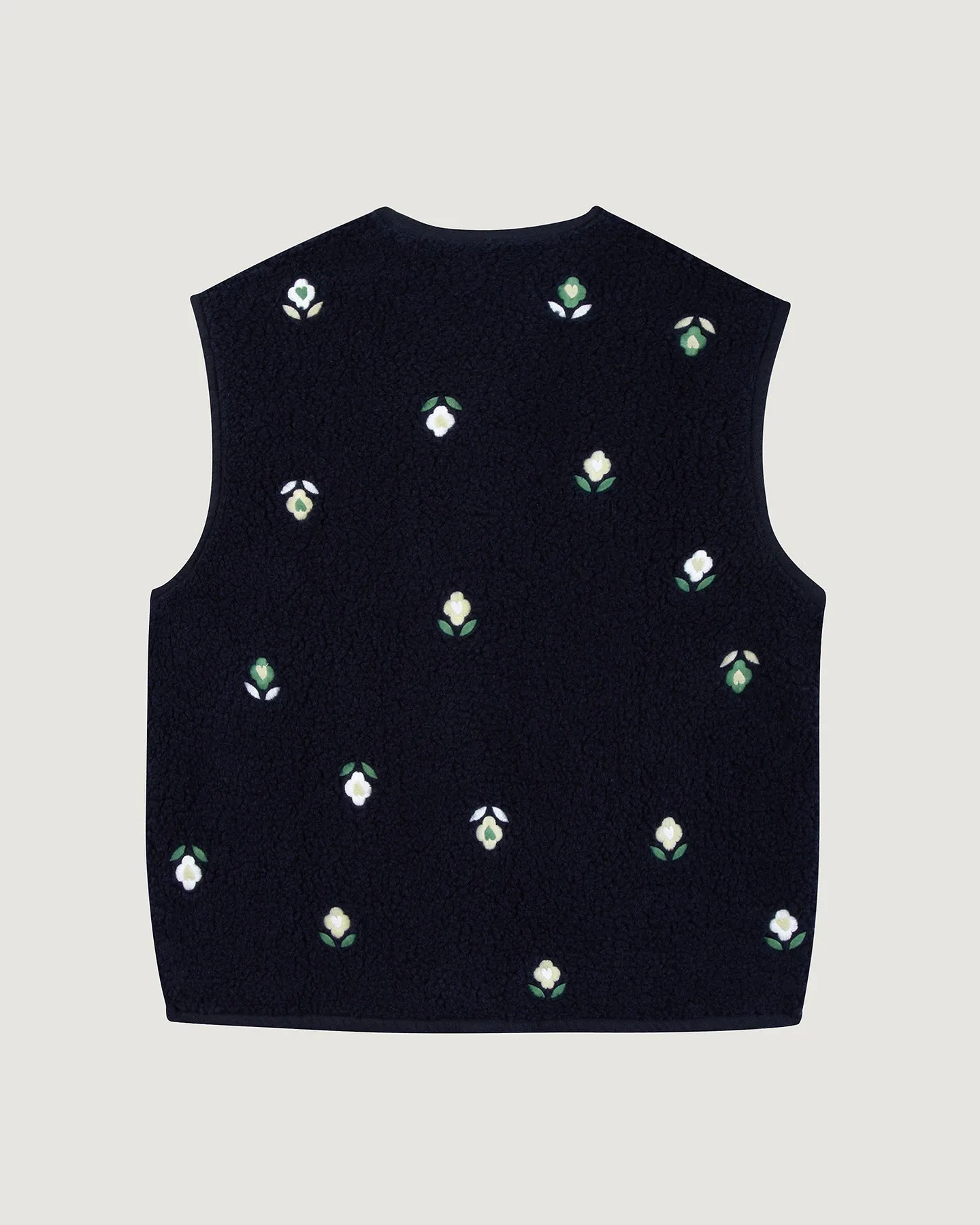Gilet Loing "Fleurs" Effet Mouton — Midnight Blue