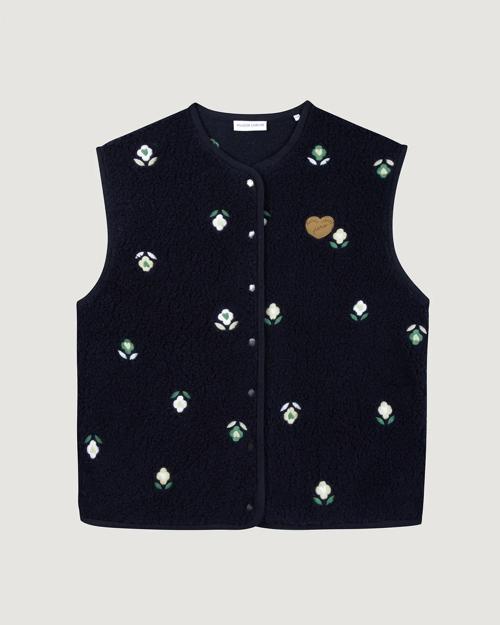 Gilet Loing "Fleurs" Effet Mouton — Midnight Blue