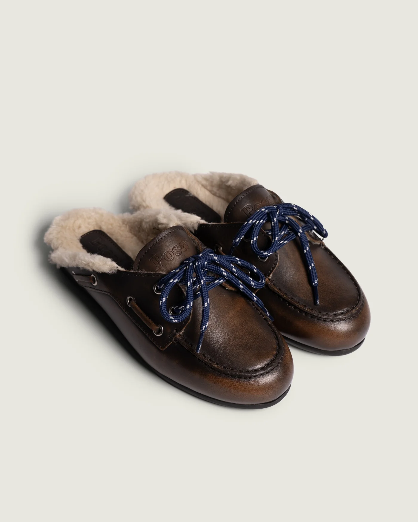 Boat Loafer Mule Fur – Cuir Brossé | Coffee