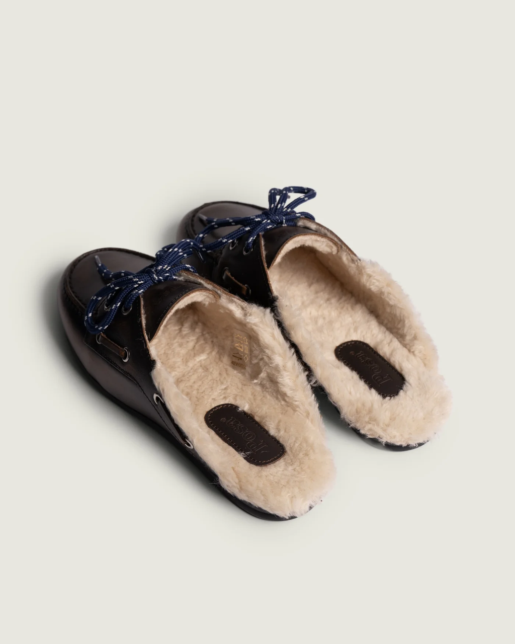 Boat Loafer Mule Fur – Cuir Brossé | Coffee